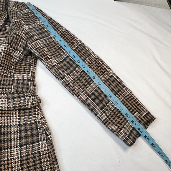 Deluc Maverick Blazer Plaid Oversized Preppy Coat Brown tan Black Large - Picture 10 of 14